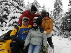 Ride in the forest of Pertoulion with Snowmobile