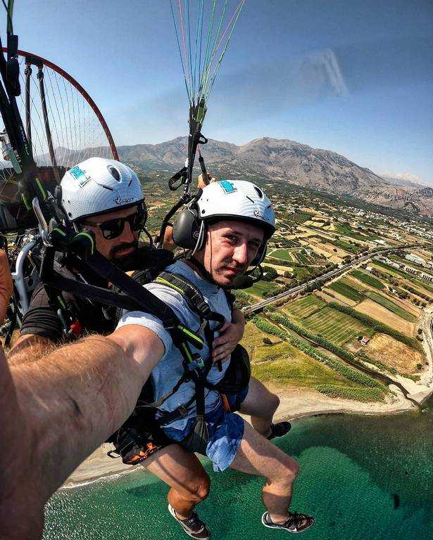 Tandem paratrike flight to Falassarna, Crete, Greece